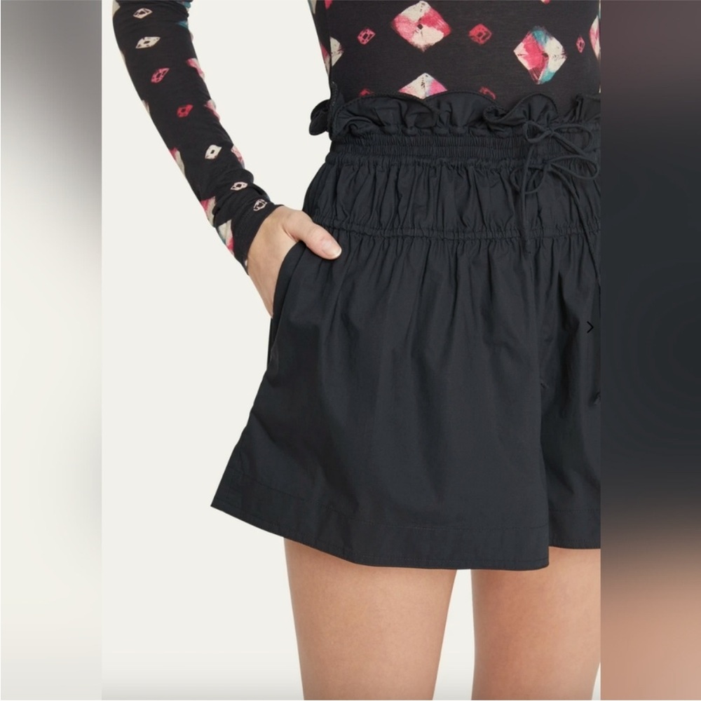 Ulla Johnson  Smocked Drawstring Shorts, Black, 16